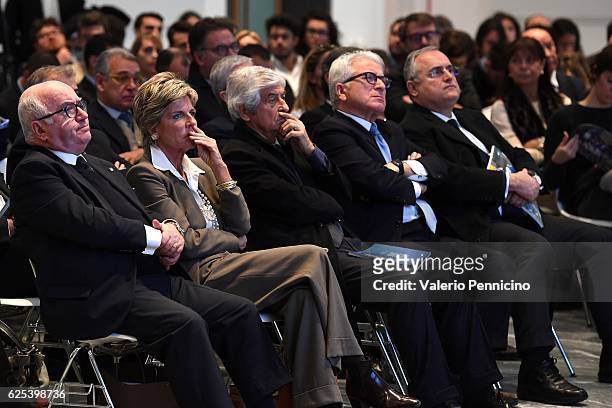 President of Italian Football Federation Carlo Tavecchio, FIFA Council member Evelina Christillin, former footballer Gianni Rivera, guest, SS Lazio...