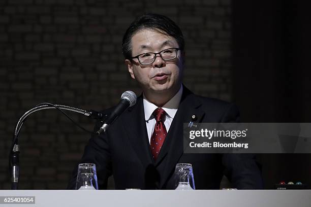 Hiroshige Seko, Japan's minister of economy, trade and industry, speaks during the the LNG Producer-Consumer Conference 2016 in Tokyo, Japan, on...