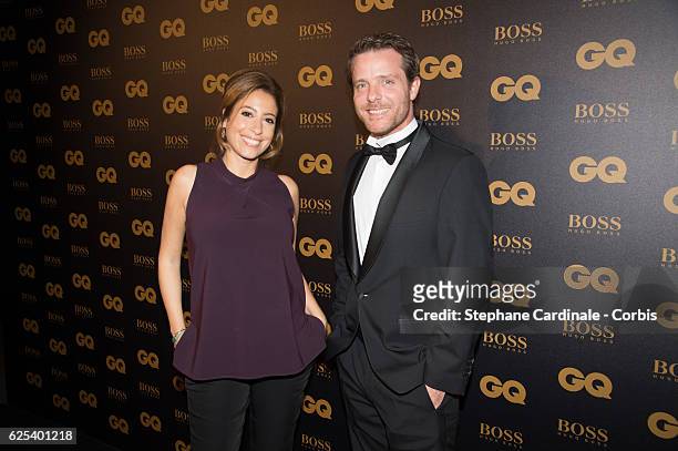 Lea Salame and Florent Peiffer attend the GQ Men of the Year Awards 2016 : Photocall at Musee d'Orsay on November 23, 2016 in Paris, France.
