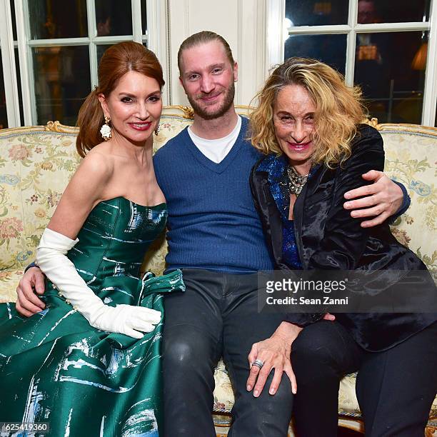 Jean Shafiroff, Aurelien Gallet and Ann Dexter Jones attend Martin and Jean Shafiroff Host Thanksgiving Cocktails for NYC Mission Society at Private...
