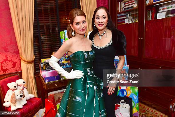 Jean Shafiroff and Lucia Hwong Gordon attend Martin and Jean Shafiroff Host Thanksgiving Cocktails for NYC Mission Society at Private Residence on...