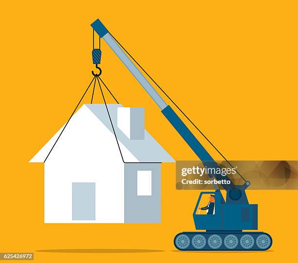 ilustrações, clipart, desenhos animados e ícones de casa móvel - mobile crane