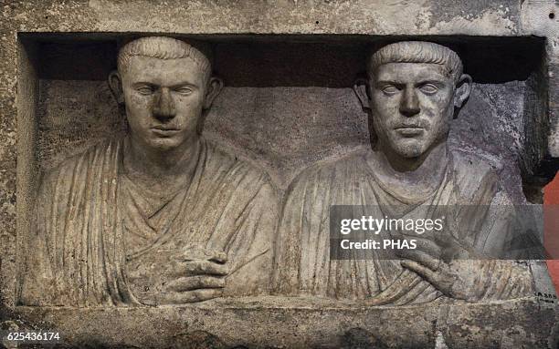 Sepulchral monument of two brothers. Second half of 1st century BC. Imperial era. Marble.The State Hermitage Museum, Saint Petersburg, Russia.