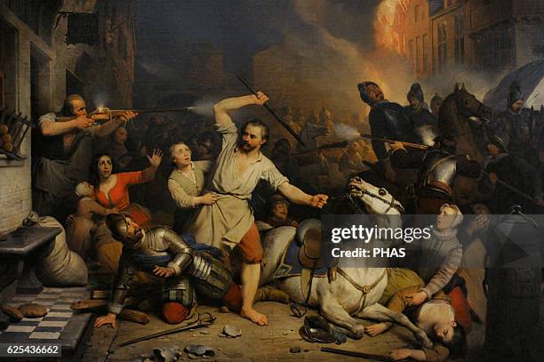 Ferdinand de Braekeleer the Elder . Flemish painter. Fury of the French in Antwerp, 1827-1846. Oil on canvas. The State Hermitage Museum, Saint...
