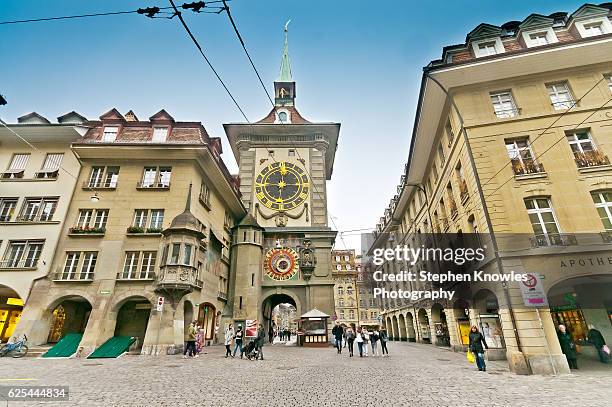 bern zytglogge or clock tower - bern clock tower stock pictures, royalty-free photos & images