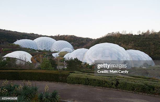 Daylight general view of The Eden Project is seen on November 23, 2016 in St Austell, England. A new laser light and sound show curated by acclaimed...