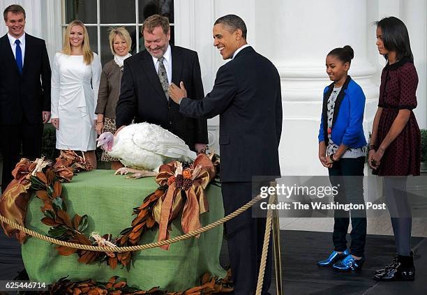 Washington, DC President Obama pardons the National Thanksgiving Turkey at the White House on November 2011 in Washington, DC. This turkey is named...