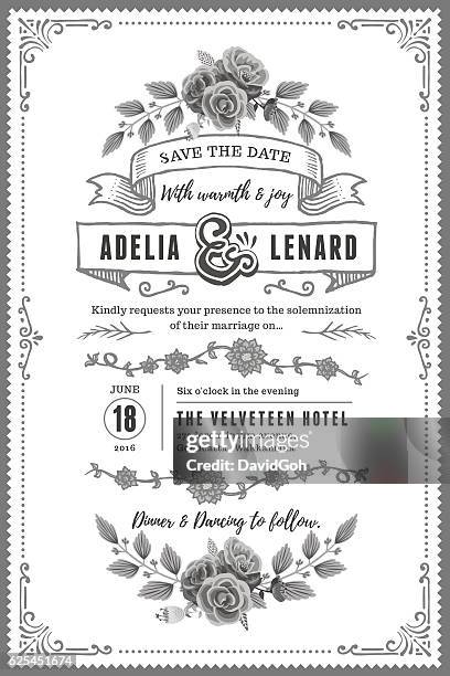 floral wedding invitation template - wedding invitation stock illustrations