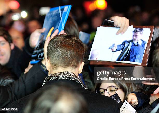 Brad Pitt attends the Madrid Premiere of 'Allied' at Callao City Lights on November 22, 2016 in Madrid, Spain.