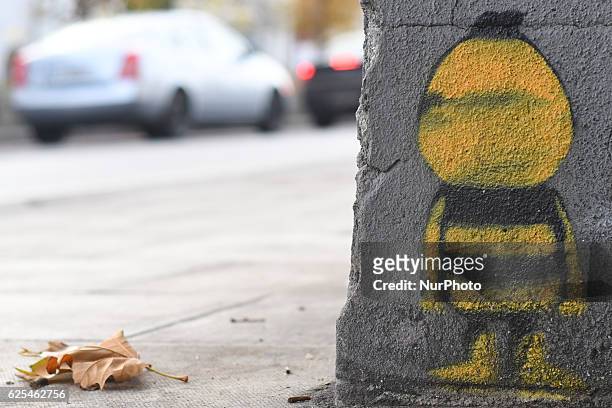 Graffiti near the Grand Canal in Dublin. On Sunday, 20 November 2016, in Dublin, Ireland.
