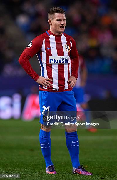 Kevin Gameiro of Atletico de Madrid looks on during the UEFA Champions League Group D match between Club Atletico de Madrid and PSV Eindhoven at...