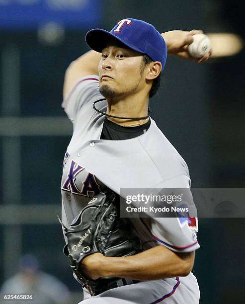 United States - Texas Rangers starter Yu Darvish pitches against the Houston Astros at Minute Maid Park in Houston, Texas, on Aug. 12, 2013. Astros...