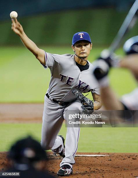 United States - Texas Rangers starter Yu Darvish pitches against the Houston Astros at Minute Maid Park in Houston, Texas, on Aug. 12, 2013. Astros...