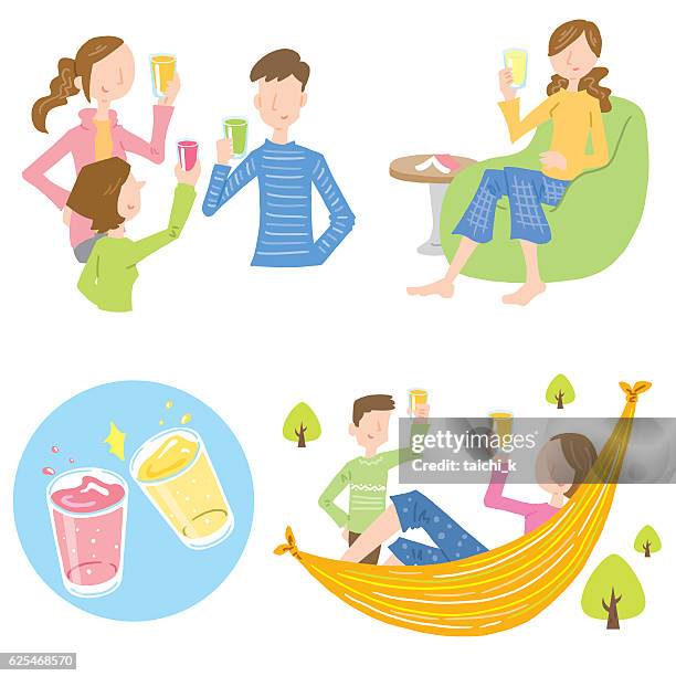 cheers scene - hammock stock illustrations
