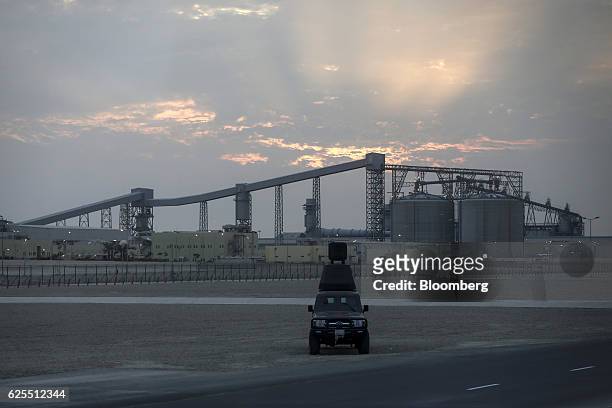 Large conveyor belt carries raw bauxite to the aluminium processing plant at the Ras Al Khair Industrial City, operated by the Saudi Arabian Mining...