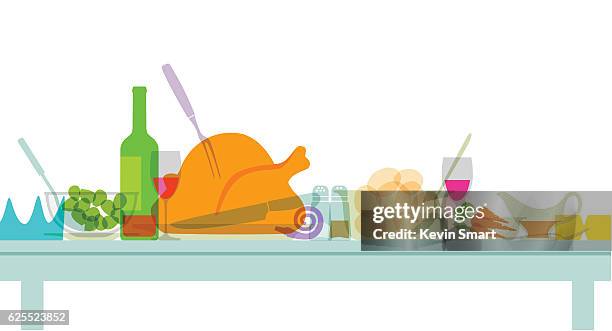 christmas dinner - christmas table stock illustrations