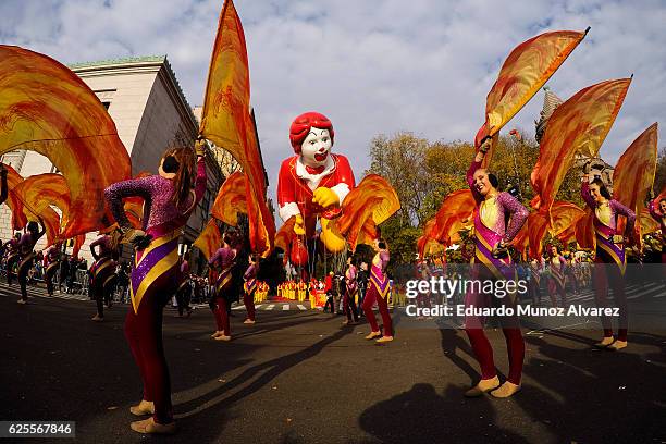 Revellers take part during the 90th Macy's Annual Thanksgiving Day Parade on November 24, 2016 in New York City. Security was tight in New York City...