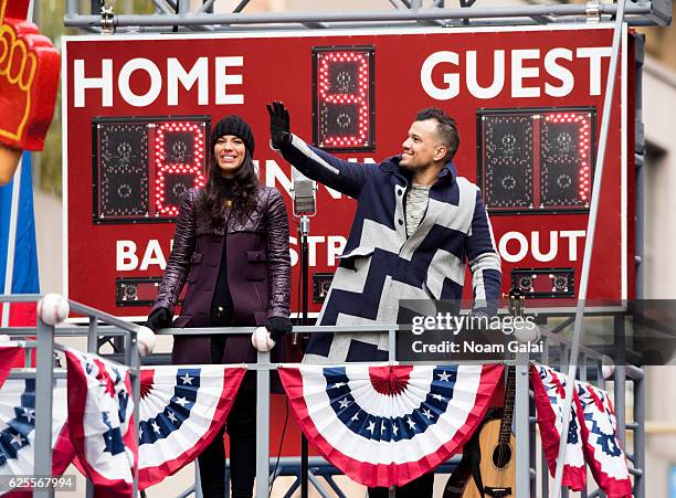 Amanda Sudano and Abner Ramirez of Johnnyswim attend the 90th Annual Macy's Thanksgiving Day Parade on November 24, 2016 in New York City.