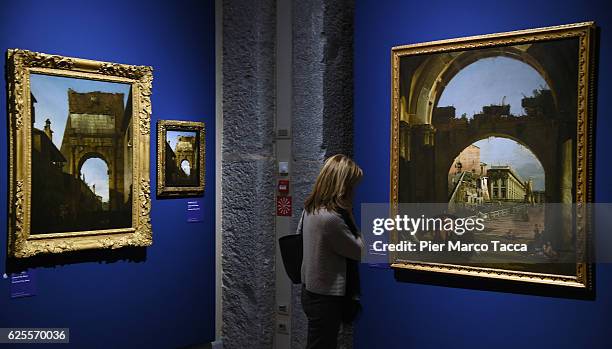 Atmosphere during the press preview of 'From Bellotto To Canaletto - Lo Stupore E La Luce' at Gallerie D'Italia on November 24, 2016 in Milan, Italy.