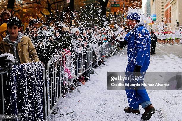 People take part during the 90th Macy's Annual Thanksgiving Day Parade on November 24, 2016 in New York City. Security was tight in New York City on...