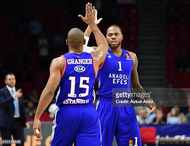 Jayson Granger, #15 of Anadolu Efes Istanbul and Deshaun Thomas, #1 of Anadolu Efes Istanbul in action during the 2016/2017 Turkish Airlines...