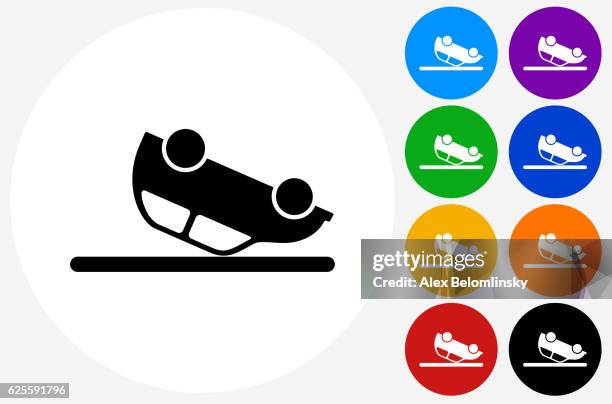 car flipped upside down icon on flat color circle buttons - flipped car white background stock illustrations