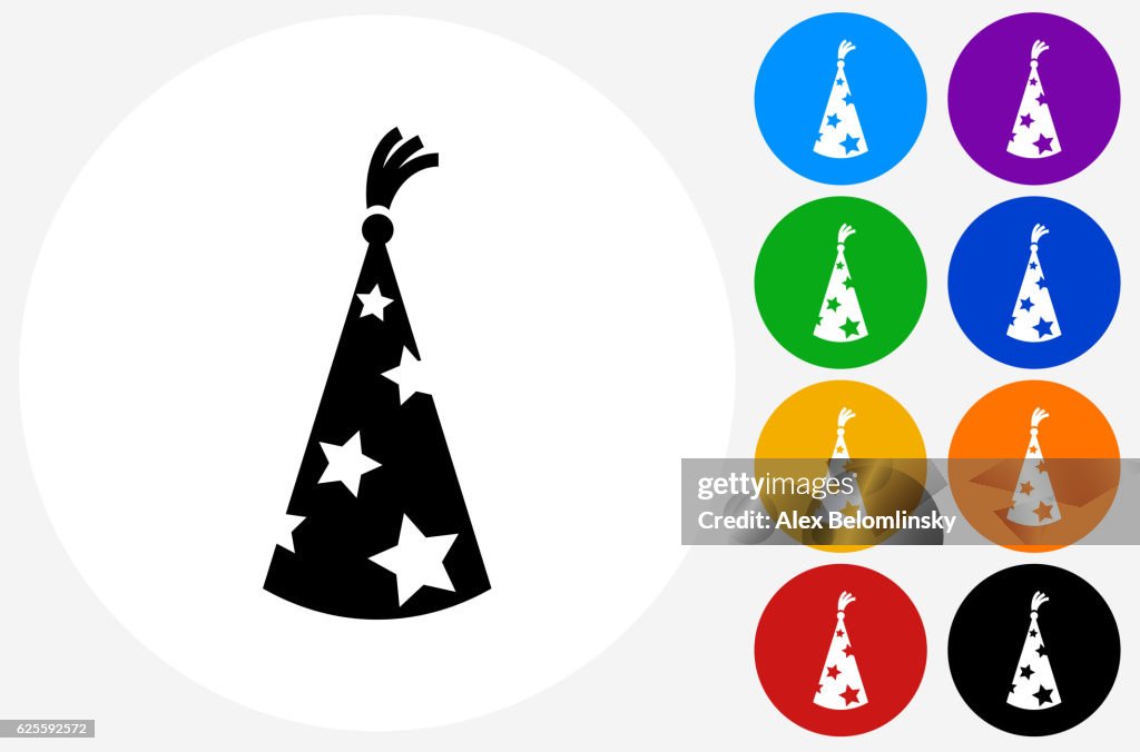 Wizard Hat Icon on Flat Color Circle Buttons