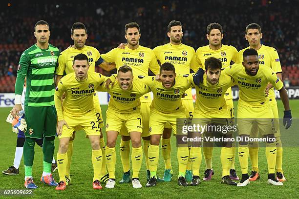 The team of Villareal line up before the the UEFA Europa League match between FC Zurich and Villarreal CF at Letzigrund Stadium on November 24, 2016...