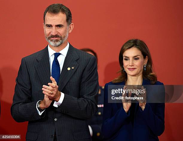 King Felipe VI of Spain and Queen Letizia of Spain attend 'Rey Jaime I Awards' at Lonja de los Mercaderes on November 24, 2016 in Valencia, Spain.