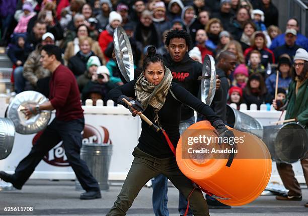 People attend the 83rd Annual Thanksgiving Day Parade at State Street in Chicago, Illinois on November 24, 2016. The parade featured marching bands...