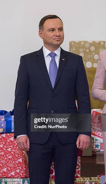 President of Poland, Andrzej Duda and Polish First Lady, Agata Kornhauser-Duda joined The Noble Box Project in Warsaw, Poland on 24 November 2016....