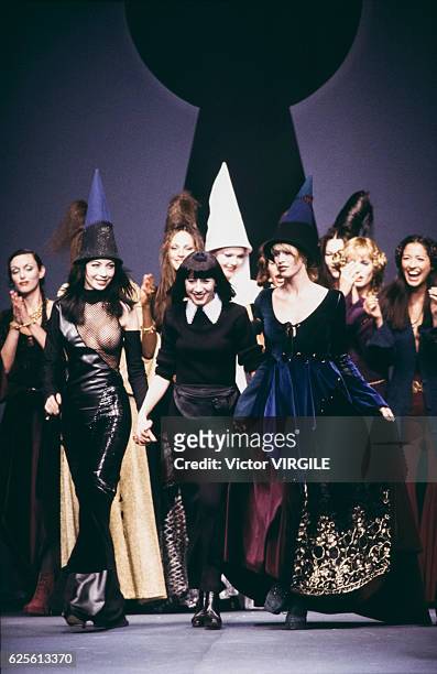 Fashion designer Chantal Thomass walks the runway at the Chantal Thomass Ready to Wear Fall/Winter 1993-1994 fashion show during the Paris Fashion...
