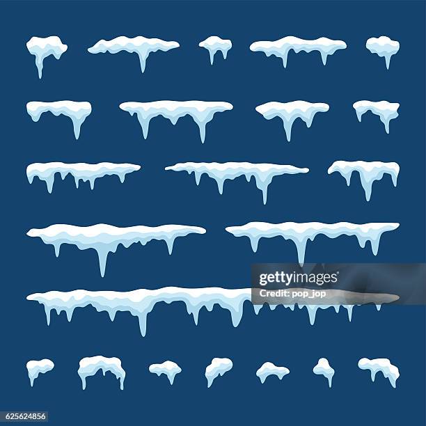 snow cap and icicle elements - frost stock illustrations