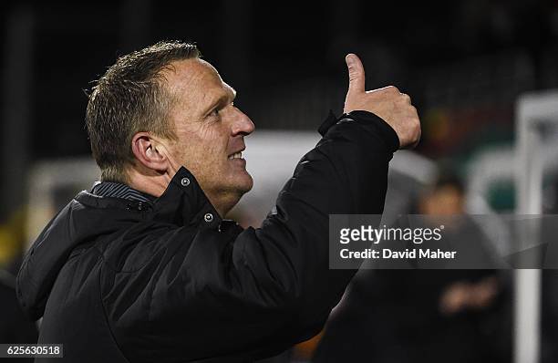 Dublin , Ireland - 24 November 2016; Head coach of AZ Alkmaar John van den Brom celebrates at the end of the UEFA Europa League Group D Matchday 5...