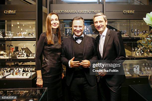 Ursula Vierkoetter , Guido Maria Kretschmer and DR. Bernd Schroeder attend the 'Gluecksmuenz' collection launch by Guido Maria Kretschmer at CHRIST...