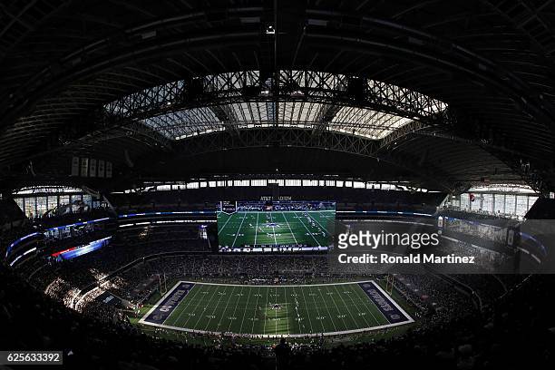 General view of the field during the game between the Washington Redskins and Dallas Cowboys at AT&T Stadium on November 24, 2016 in Arlington, Texas.