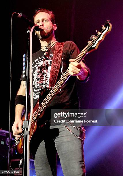 Jon Lawhon of Black Stone Cherry performs at O2 Apollo Manchester on November 24, 2016 in Manchester, England.