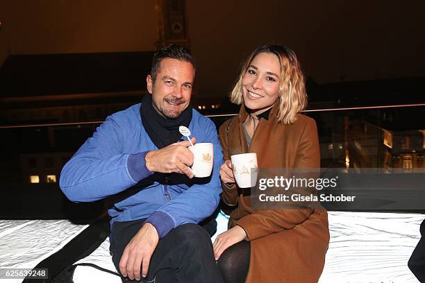 Holger Petermann and Sandra Ahrabian during the Polar Bar opening at Hotel Bayerischer Hof on November 24, 2016 in Munich, Germany.