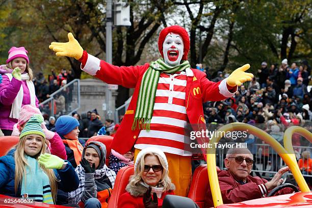 Ronald McDonald rides in the Macy's Thanksgiving Day Parade on November 24, 2016 in New York City.