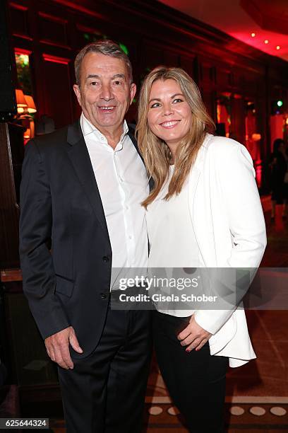 Wolfgang Niersbach and his girlfriend Marion Popp during the christmas party at Hotel Vier Jahreszeiten Kempinski on November 24, 2016 in Munich,...