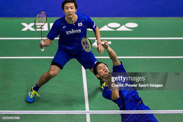 Hiroyuki Endo & Yuta Watanabe of Japan against Solgyu Choi & Ko Sung Hyun Korea during the YONEX-SUNRISE Hong Kong Open Badminton Championships 2016...