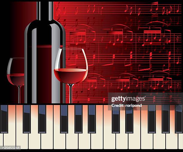 illustrazioni stock, clip art, cartoni animati e icone di tendenza di piagnucolare impostato su bacground musicale - vino musica classica