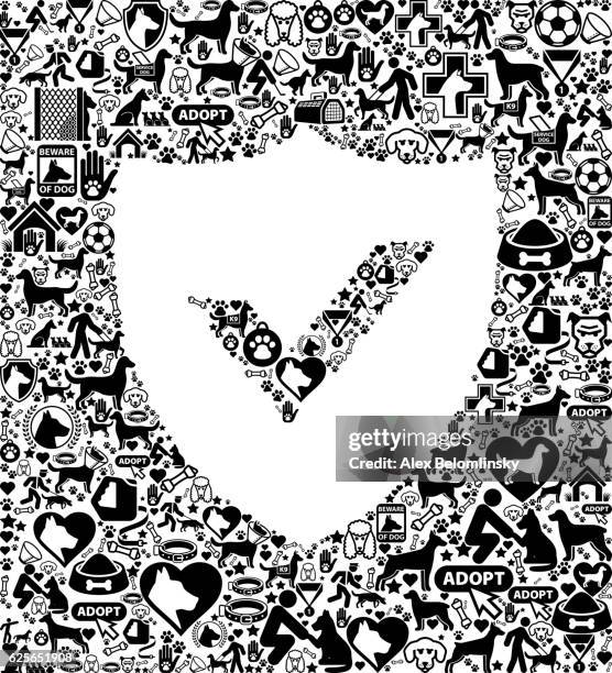 shield dog and canine pet black icon pattern - technology adoption stock illustrations