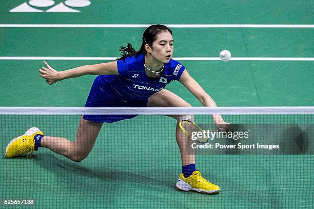 Aya Ohori of Japan competes against Linda Zetchiri of Bulgaria in their Women's Singles Round 2 match during the YONEX-SUNRISE Hong Kong Open...