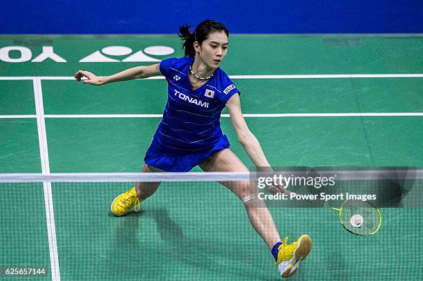 Aya Ohori of Japan competes against Linda Zetchiri of Bulgaria in their Women's Singles Round 2 match during the YONEX-SUNRISE Hong Kong Open...