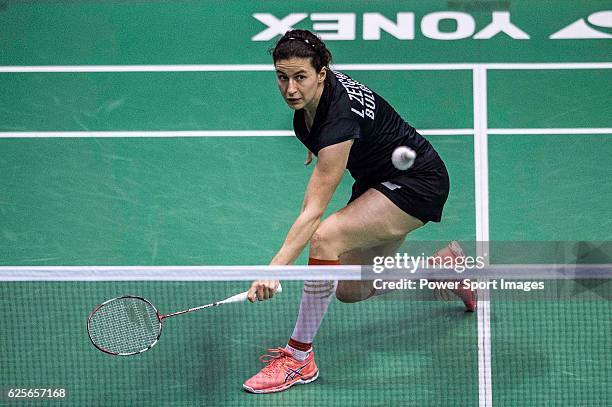 Linda Zetchiri of Bulgaria competes against Aya Ohori of Japan in their Women's Singles Round 2 match during the YONEX-SUNRISE Hong Kong Open...