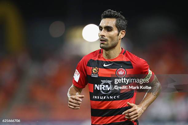 Dimas of the Wanderers watches on during the round eight A-League match between the Western Sydney Wanderers and the Brisbane Roar at Spotless...