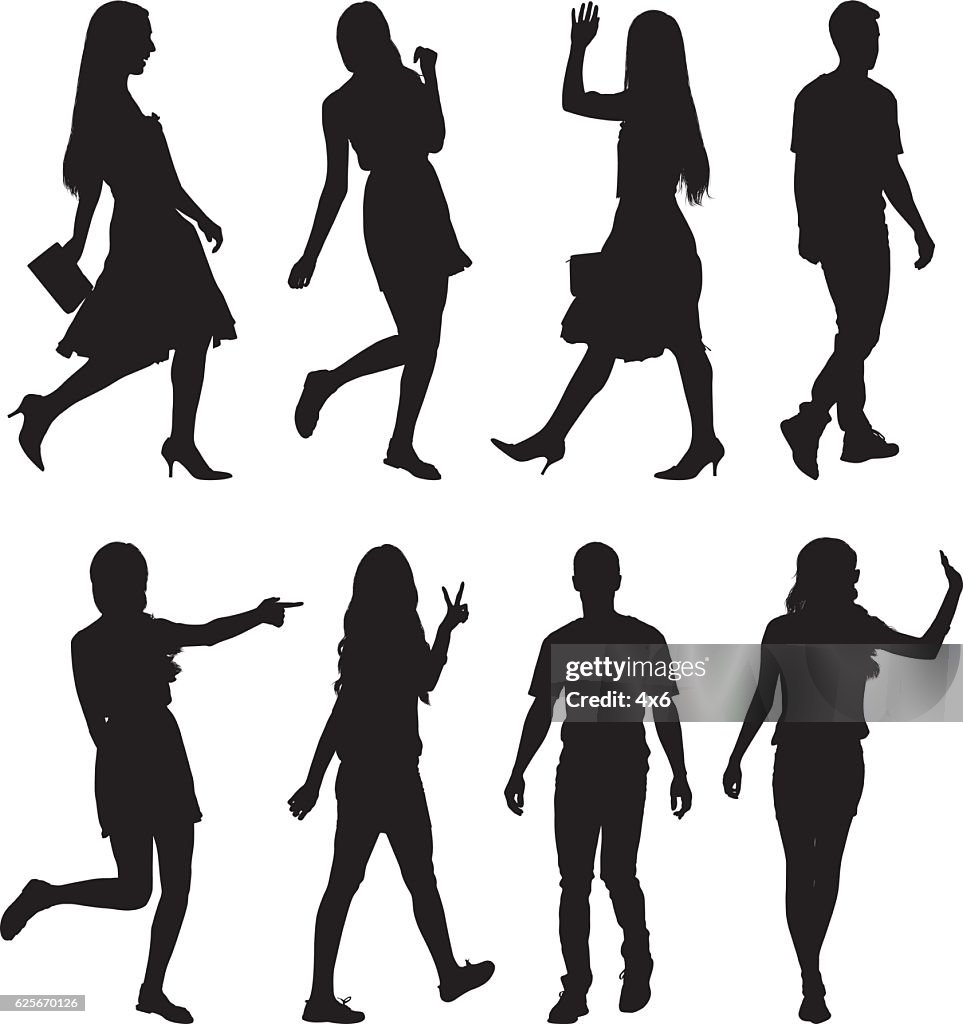 People walking and in various action
