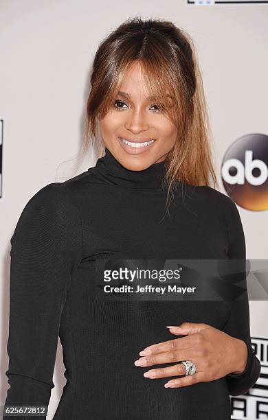 Singer-songwriter Ciara arrives at the 2016 American Music Awards at Microsoft Theater on November 20, 2016 in Los Angeles, California.