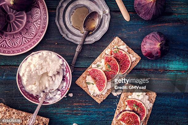 Crispbread with Cottage Cheese, Figs and Sweet Honey